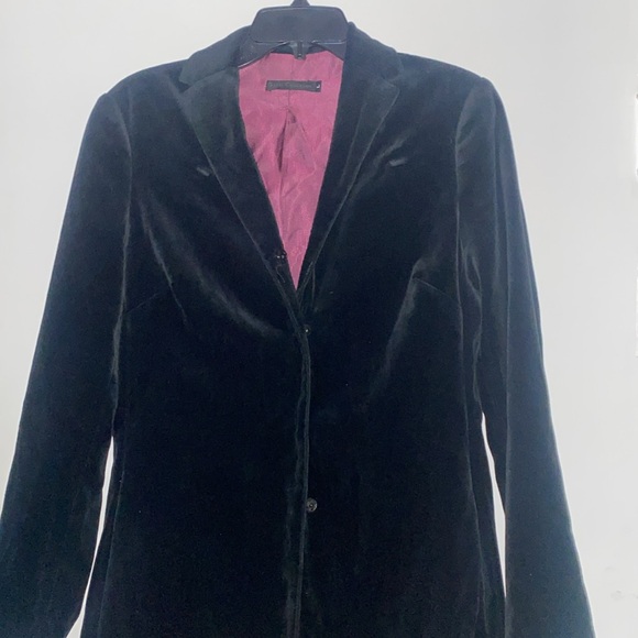 Vintage Guess Black Velvet Snap Closure Lapel Lined Coat Blazer Style Jacket L - Picture 4 of 13